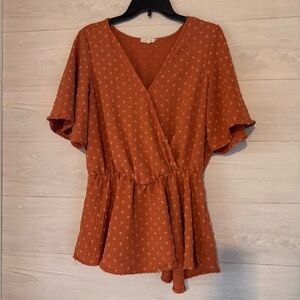 Elegant Terracotta Wrap Blouse